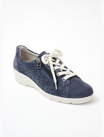 Zapatillas anchas de piel con cordones - afibel