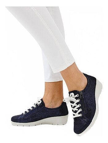 Zapatillas anchas de piel con cordones - afibel