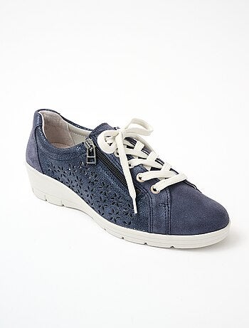 Zapatillas anchas de piel con cordones - afibel