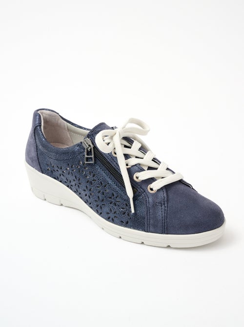 Zapatillas anchas de piel con cordones - afibel - Kiabi