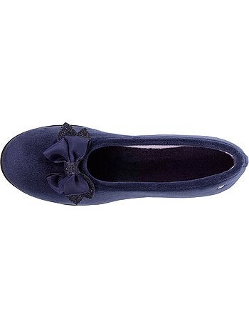 Zapatillas bailarinas en microterciopelo con detalle de lazo mujer isotoner
