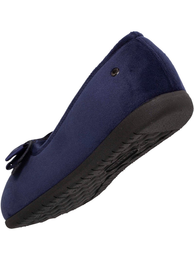 Zapatillas bailarinas en microterciopelo con detalle de lazo mujer isotoner Azul marino - Kiabi
