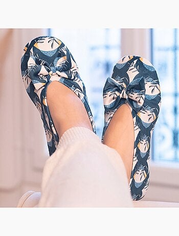 Zapatillas bailarinas lazo grande y suela de cuero mujer Isotoner