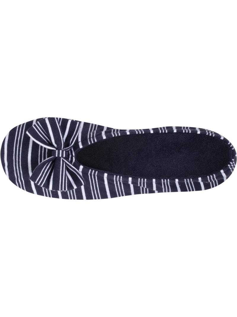 Zapatillas bailarinas lazo grande y suela de goma mujer isotoner Blanco Azul - Kiabi
