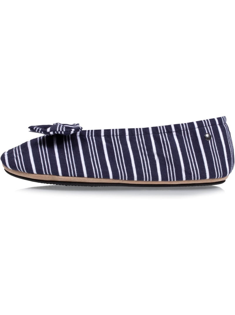 Zapatillas bailarinas lazo grande y suela de goma mujer isotoner Blanco Azul - Kiabi