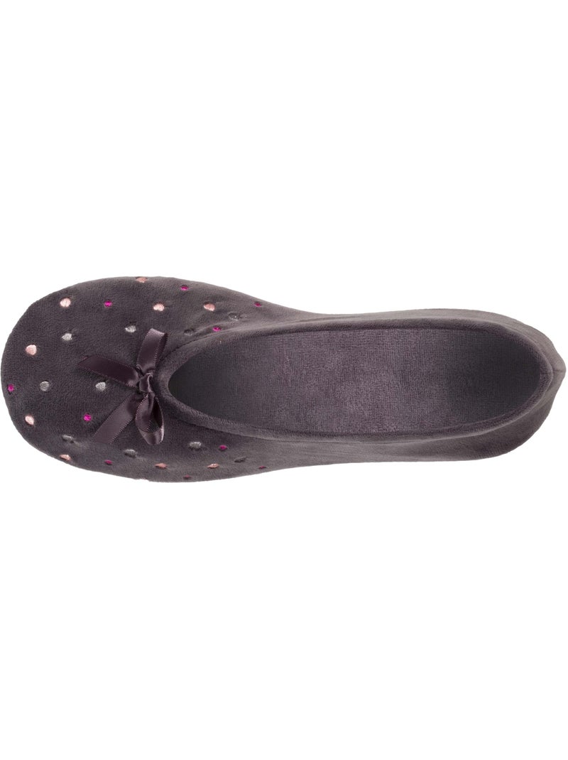 Zapatillas bailarinas lunares bordados mujer Gris oscuro - Kiabi