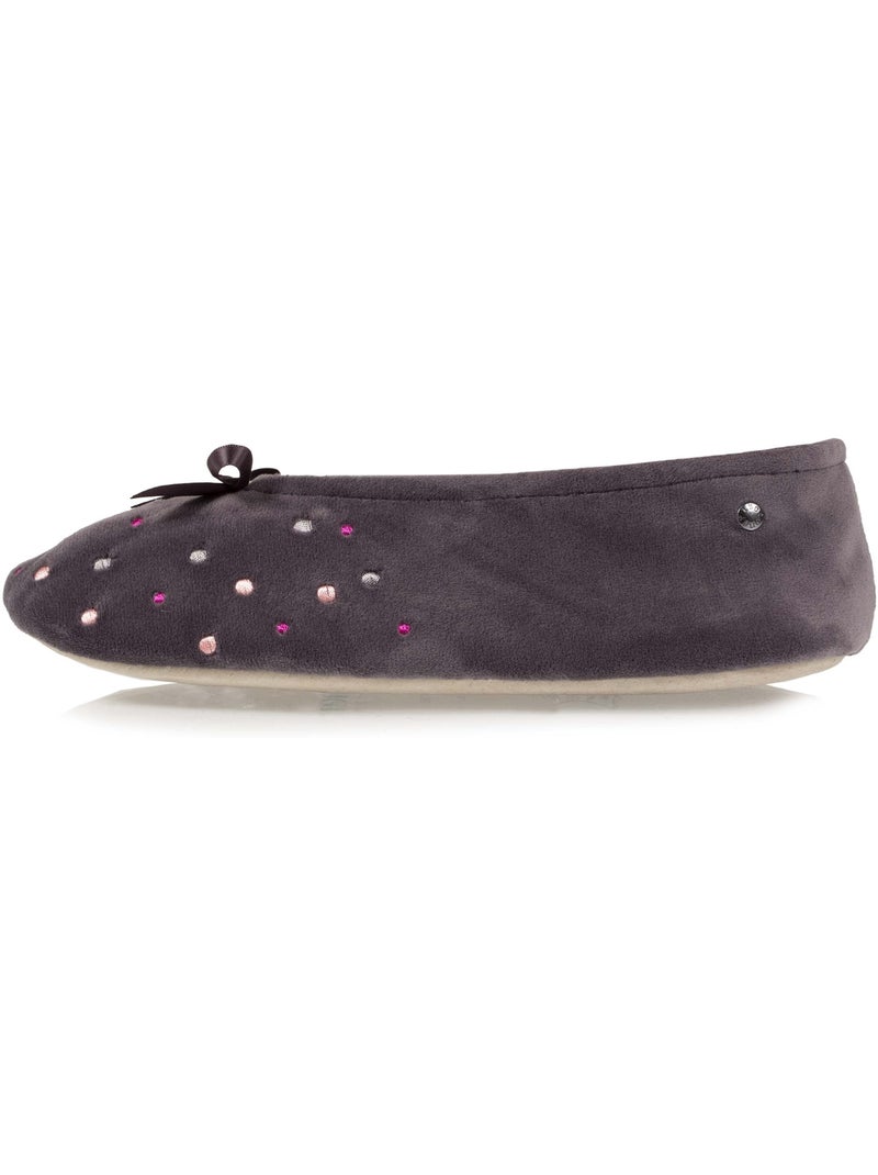 Zapatillas bailarinas lunares bordados mujer Gris oscuro - Kiabi