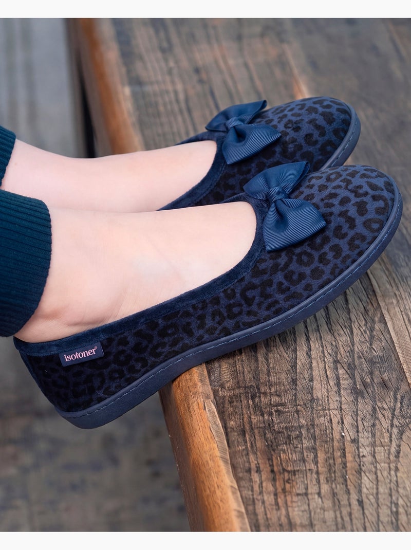 Zapatillas bailarinas microvellón, suela ergonómica, espuma mujer Azul marino - Kiabi