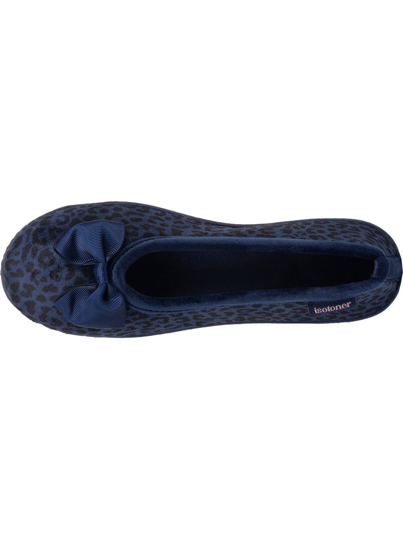 Zapatillas bailarinas microvellón, suela ergonómica, espuma mujer isotoner Azul marino - Kiabi