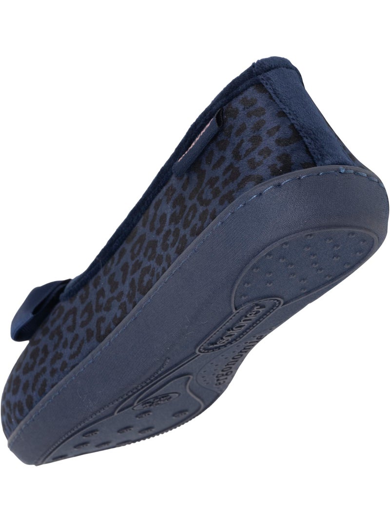 Zapatillas bailarinas microvellón, suela ergonómica, espuma mujer isotoner Azul marino - Kiabi