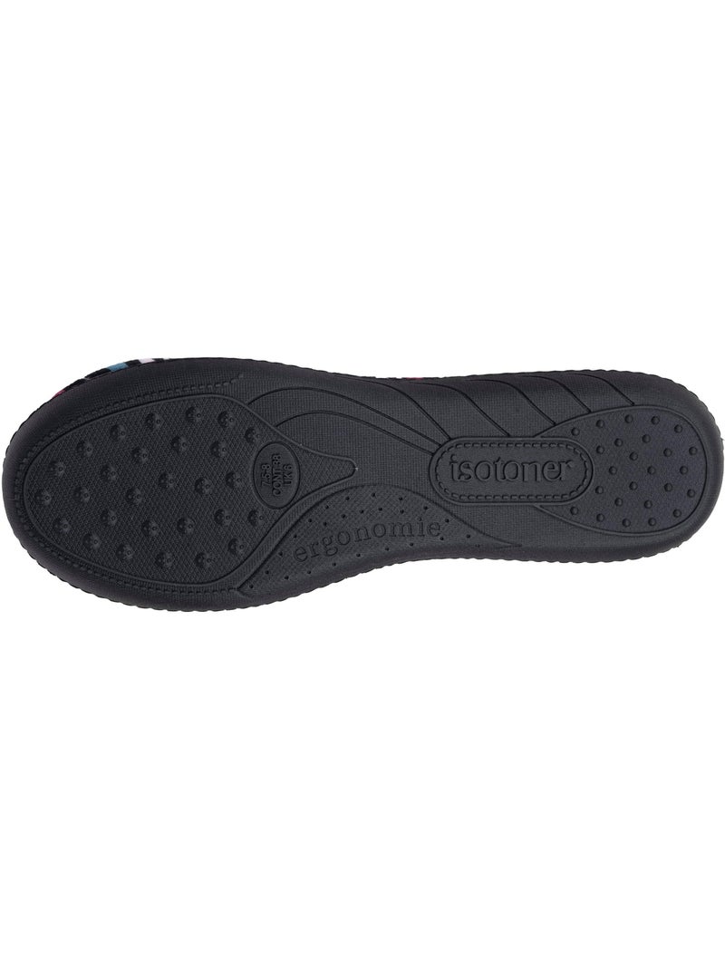 Zapatillas bailarinas microvellón, suela ergonómica, espuma mujer Isotoner Negro Rosa oscuro Gris - Kiabi