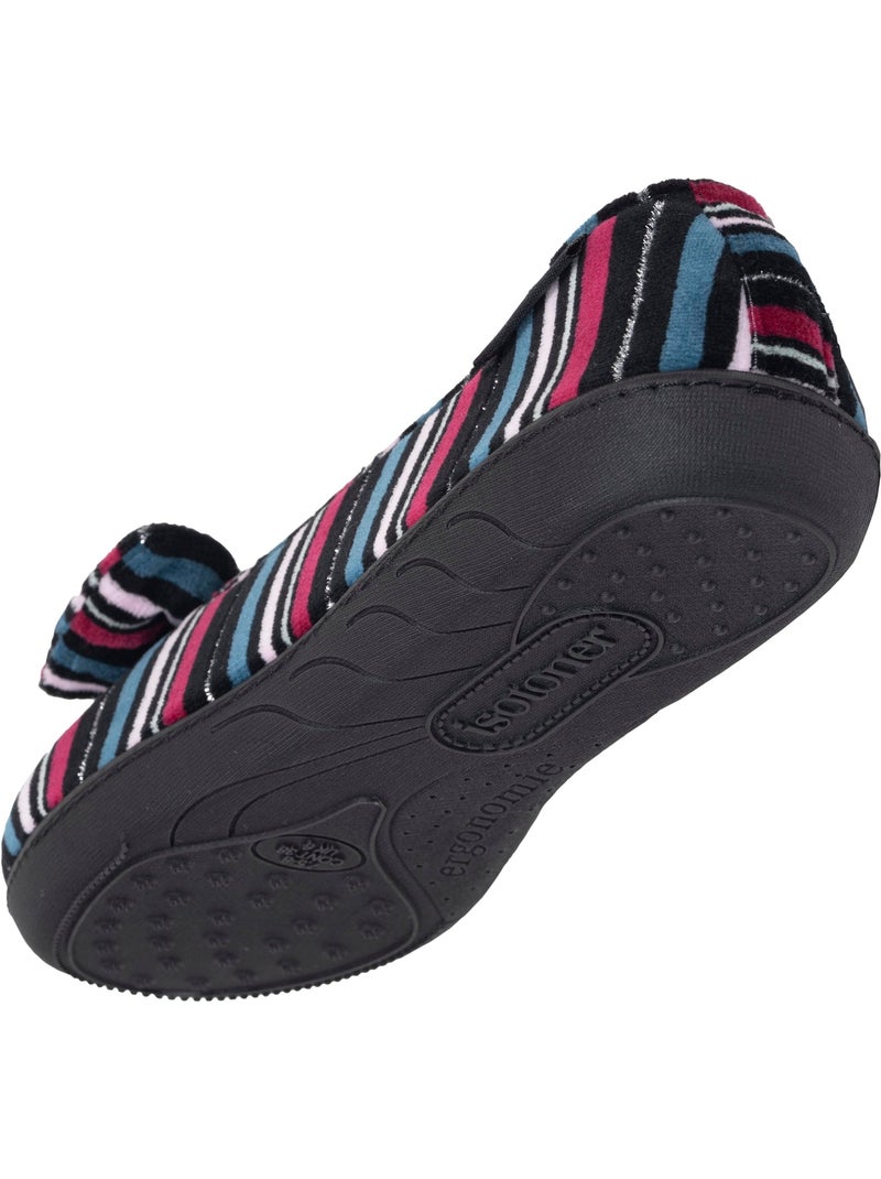 Zapatillas bailarinas microvellón, suela ergonómica, espuma mujer Isotoner Negro Rosa oscuro Gris - Kiabi