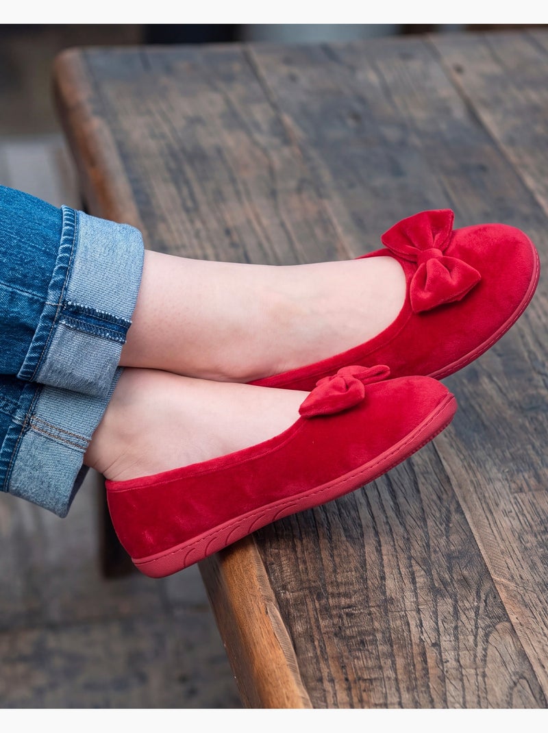 Zapatillas bailarinas microvellón, suela ergonómica, espuma mujer isotoner Rojo tomate - Kiabi