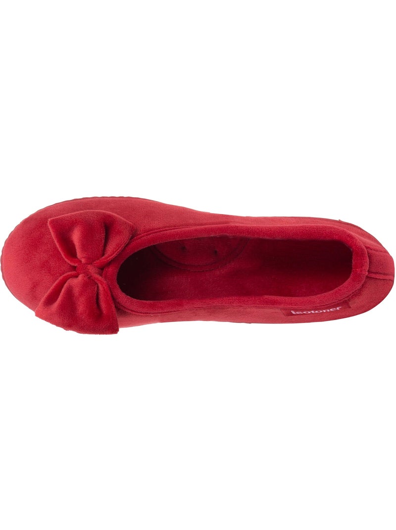 Zapatillas bailarinas microvellón, suela ergonómica, espuma mujer isotoner Rojo tomate - Kiabi