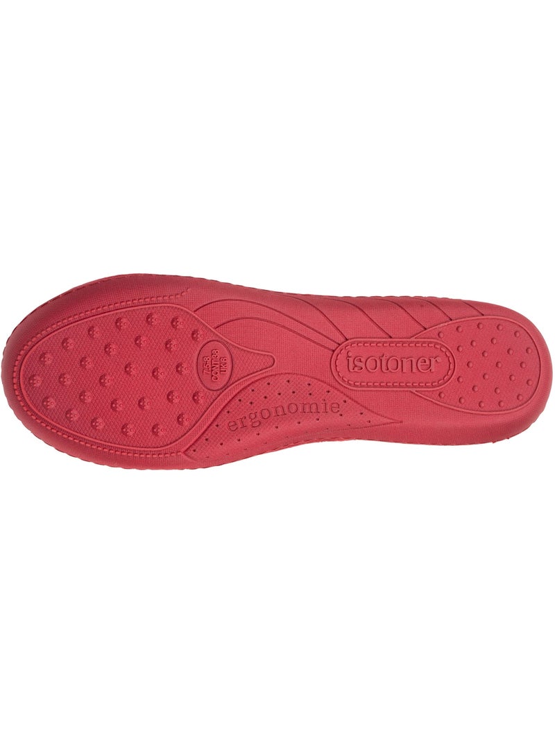Zapatillas bailarinas microvellón, suela ergonómica, espuma mujer isotoner Rojo tomate - Kiabi