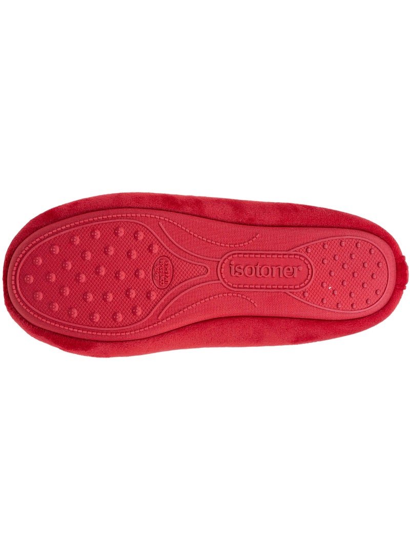 Zapatillas bailarinas microvelour plantilla con memoria de mujer Isotoner Rojo tomate - Kiabi