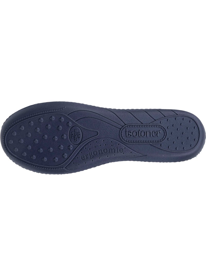 Zapatillas bailarinas plantilla ergonómica microvelour con mujer Azul marino - Kiabi