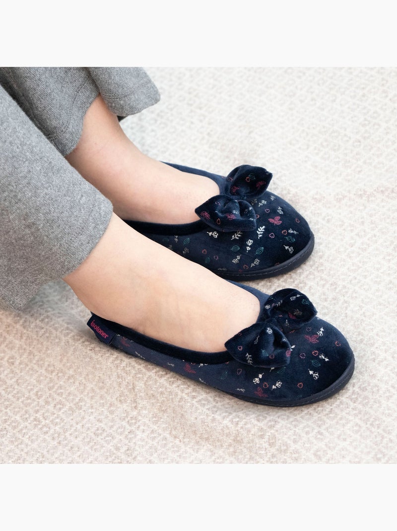 Zapatillas bailarinas plantilla ergonómica microvelour con mujer Isotoner Azul marino - Kiabi