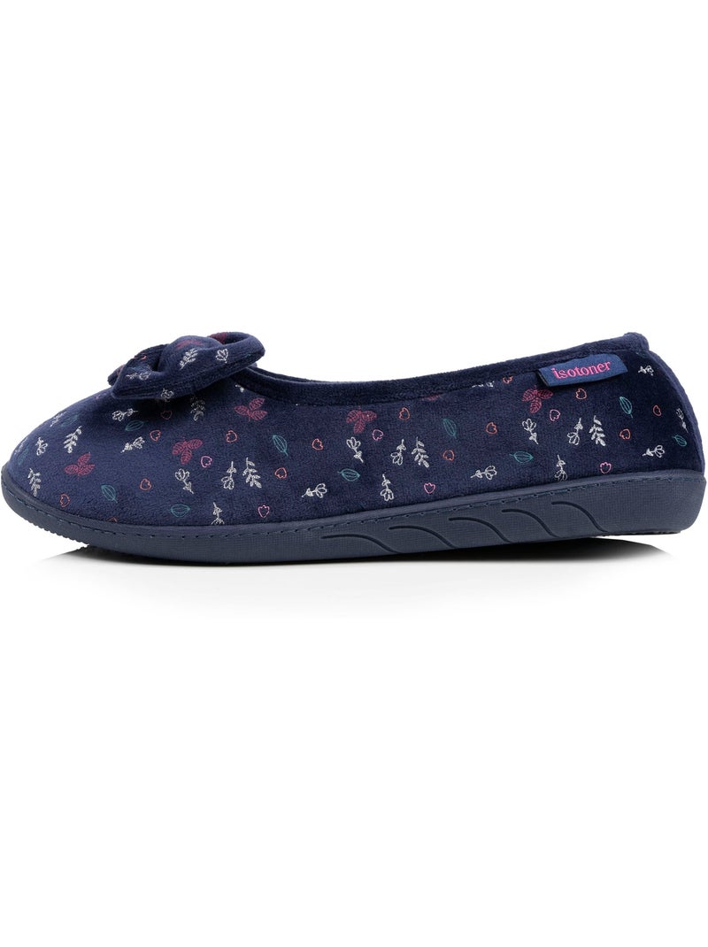 Zapatillas bailarinas plantilla ergonómica microvelour con mujer Isotoner Azul marino - Kiabi