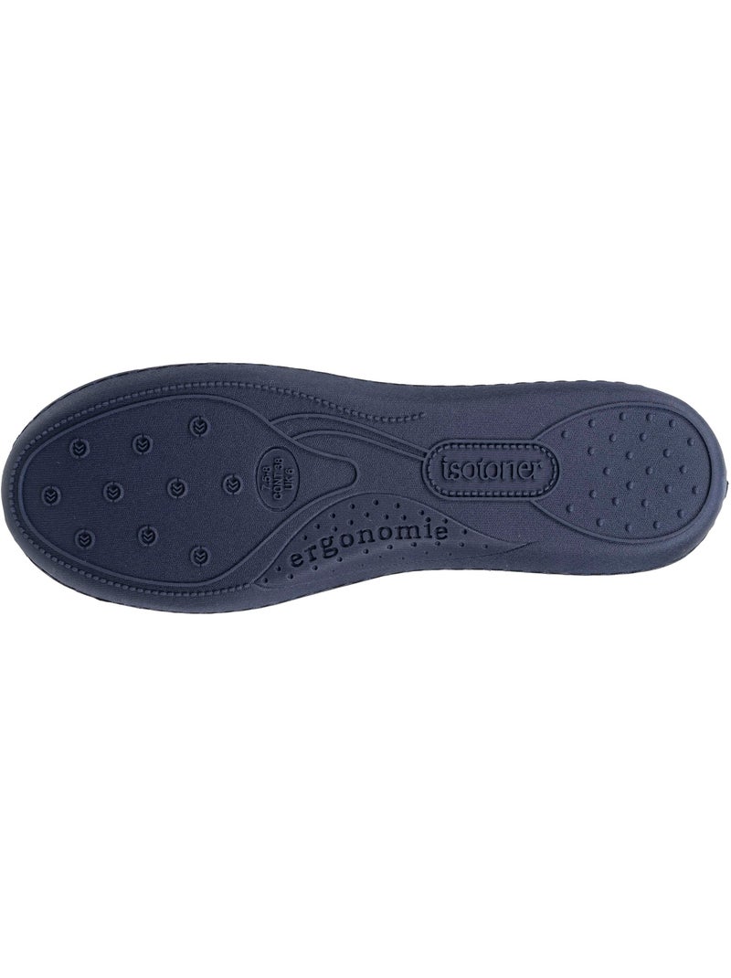 Zapatillas bailarinas plantilla ergonómica microvelour con mujer Isotoner Azul marino - Kiabi