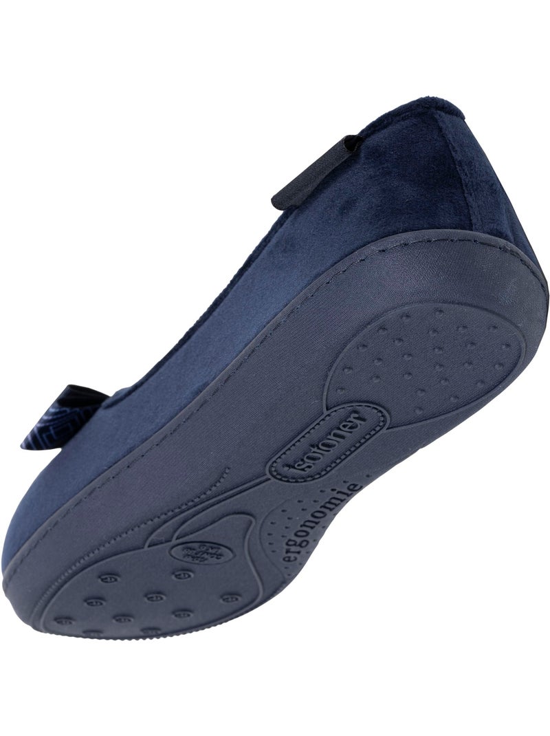 Zapatillas bailarinas plantilla ergonómica microvelour con mujer Isotoner Azul marino - Kiabi