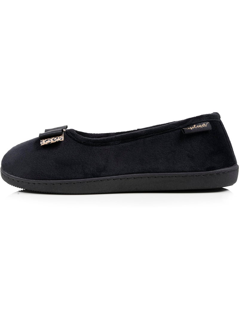 Zapatillas bailarinas plantilla ergonómica microvelour con mujer Isotoner Negro - Kiabi