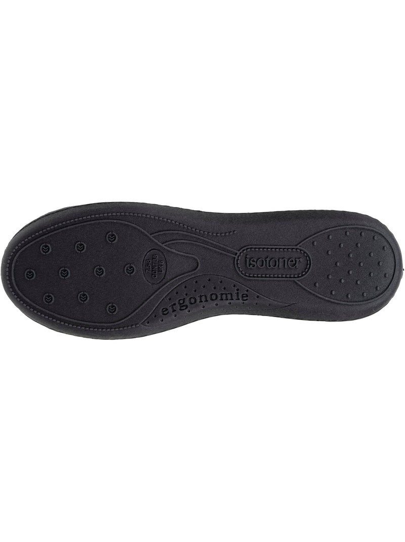 Zapatillas bailarinas plantilla ergonómica microvelour con mujer Isotoner Negro - Kiabi