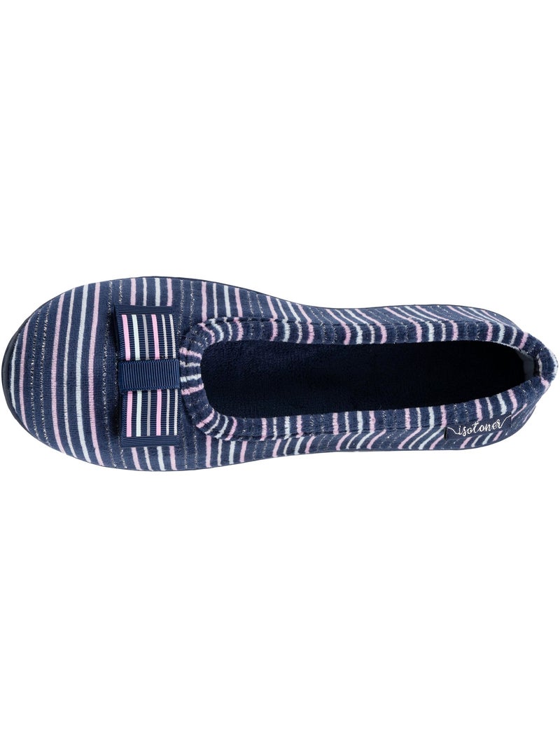 Zapatillas bailarinas suela ergonómica de terciopelo mujer Isotoner Azul Rosa - Kiabi