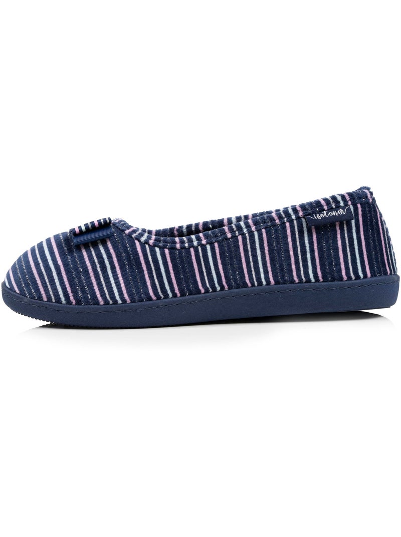 Zapatillas bailarinas suela ergonómica de terciopelo mujer Isotoner Azul Rosa - Kiabi
