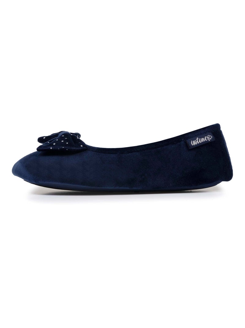 Zapatillas bailarinas suela microvelour antideslizante mujer Isotoner Azul marino - Kiabi