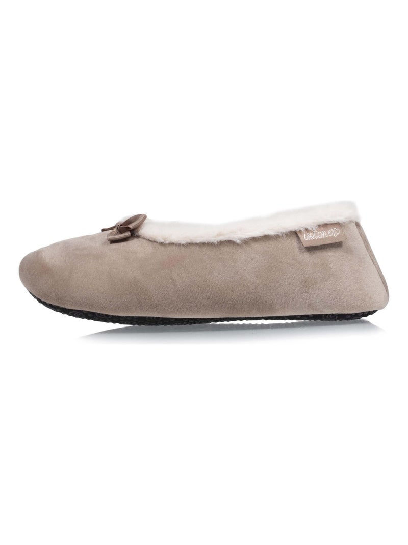 Zapatillas bailarinas suela microvelour antideslizante mujer Isotoner Beige - Kiabi