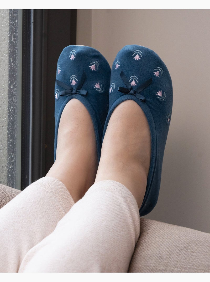 Zapatillas bailarinas suela ultraconfortable de cuero/curtido mujer isotoner Azul petróleo - Kiabi
