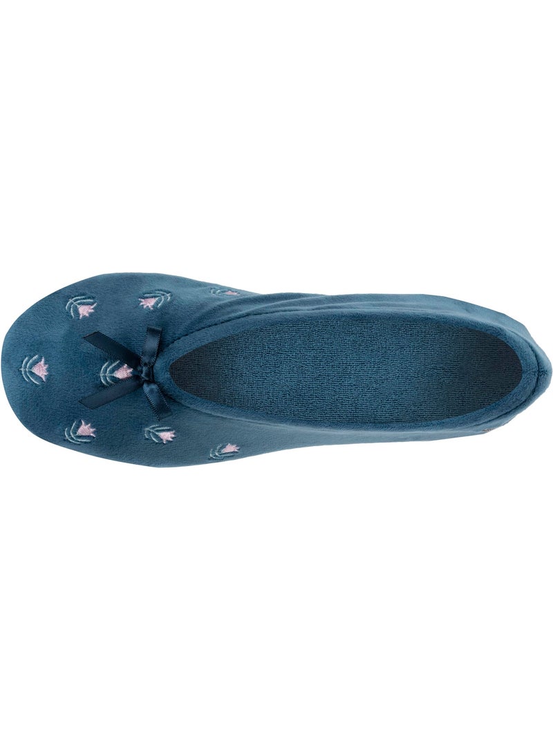 Zapatillas bailarinas suela ultraconfortable de cuero/curtido mujer isotoner Azul petróleo - Kiabi
