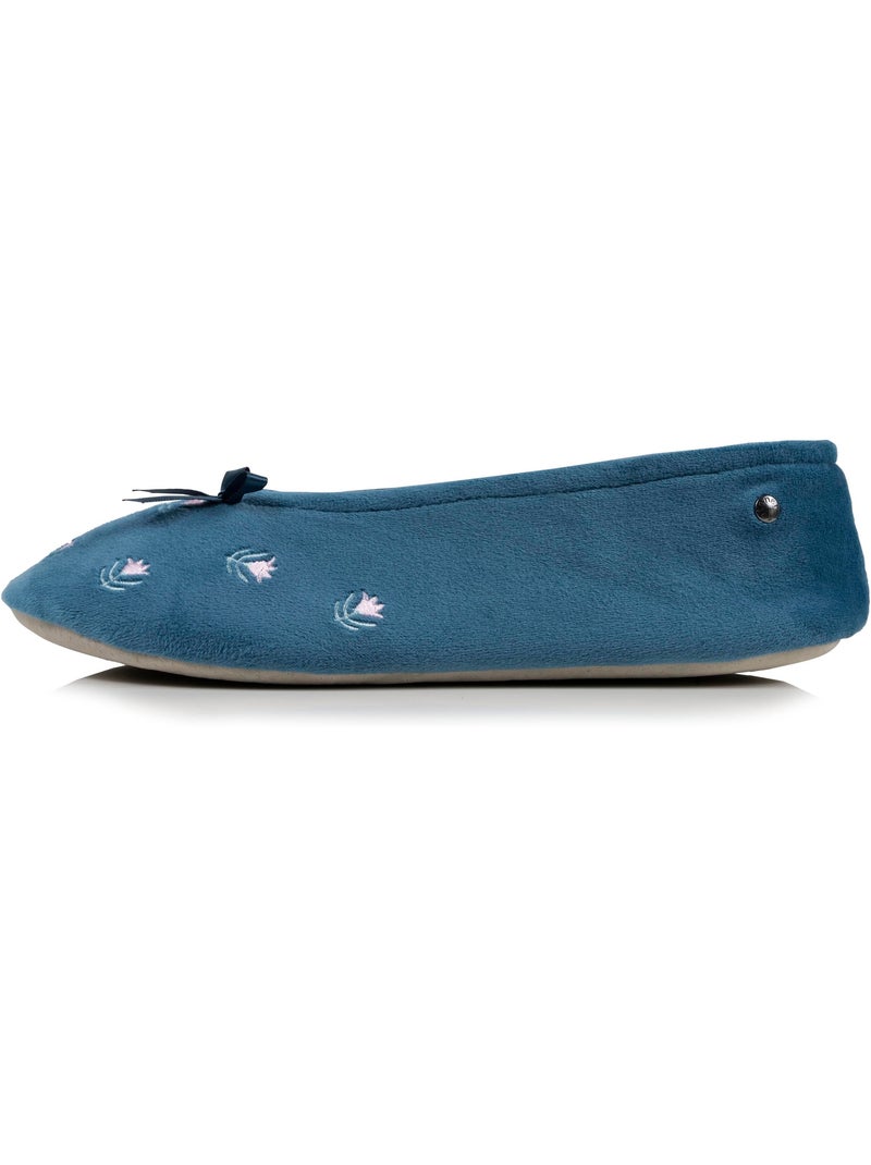 Zapatillas bailarinas suela ultraconfortable de cuero/curtido mujer isotoner Azul petróleo - Kiabi