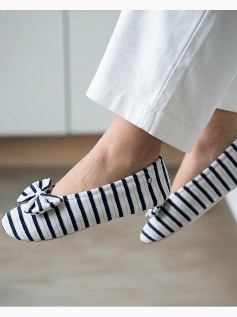 Zapatillas bailarinas suela ultraconfortable de cuero/curtido mujer isotoner Blanco Multicolor Azul - Kiabi