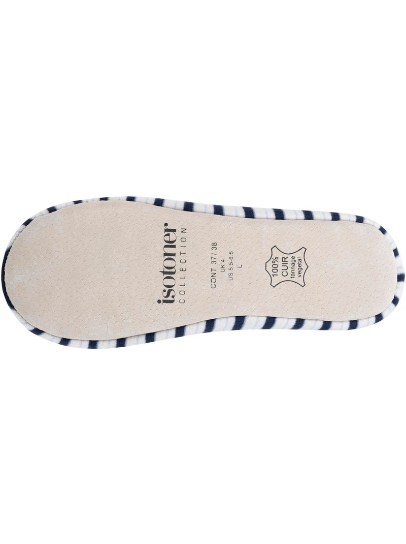 Zapatillas bailarinas suela ultraconfortable de cuero/curtido mujer isotoner Blanco Multicolor Azul - Kiabi