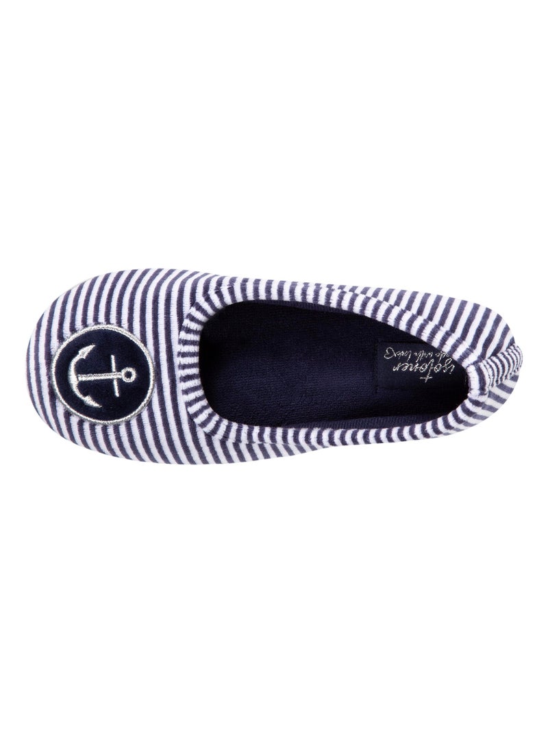 Zapatillas bailarinas terciopelo niña Isotoner Azul Blanco - Kiabi