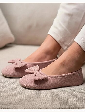 Zapatillas bailarinas ultra-confortable, suela de cuero, mujer isotoner