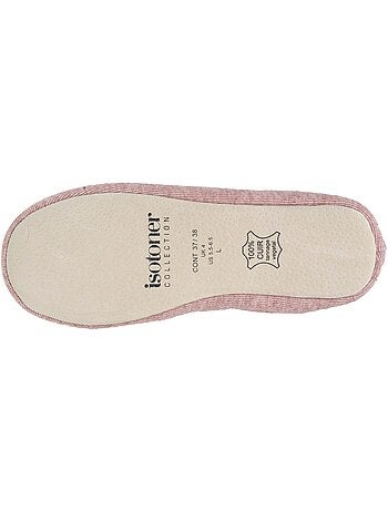 Zapatillas bailarinas ultra-confortable, suela de cuero, mujer isotoner