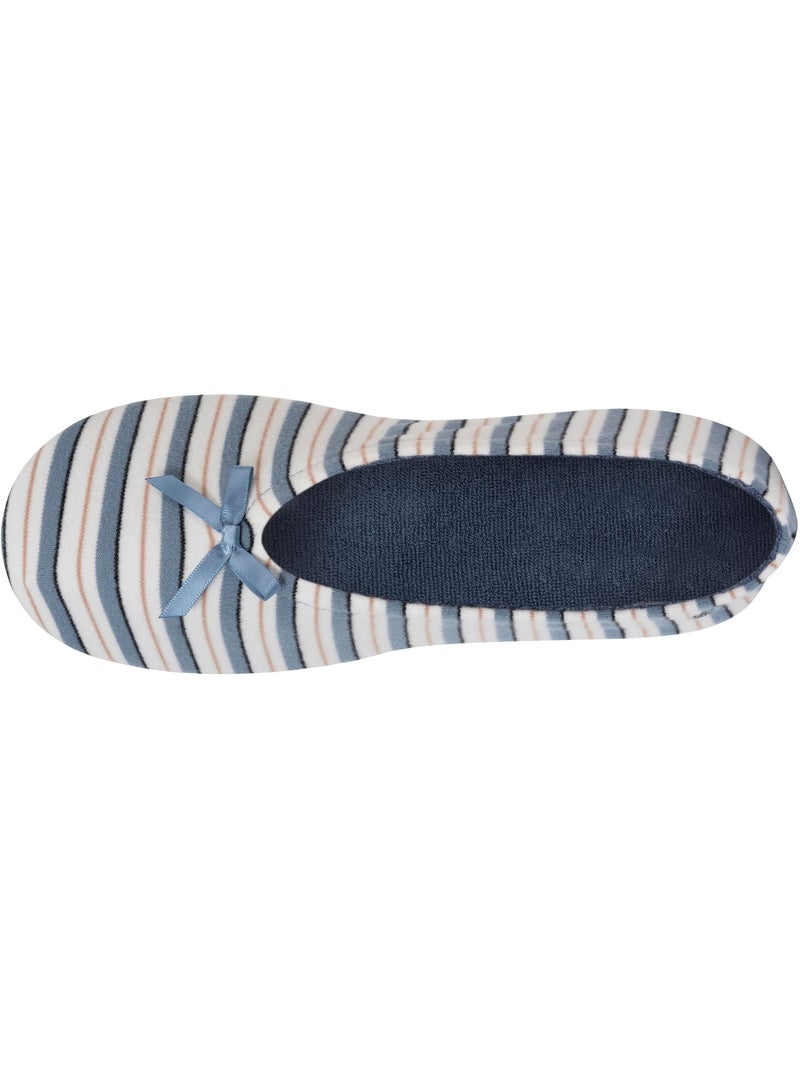 Zapatillas bailarinas ultra-confortable, suela de cuero, mujer isotoner Blanco Azul - Kiabi