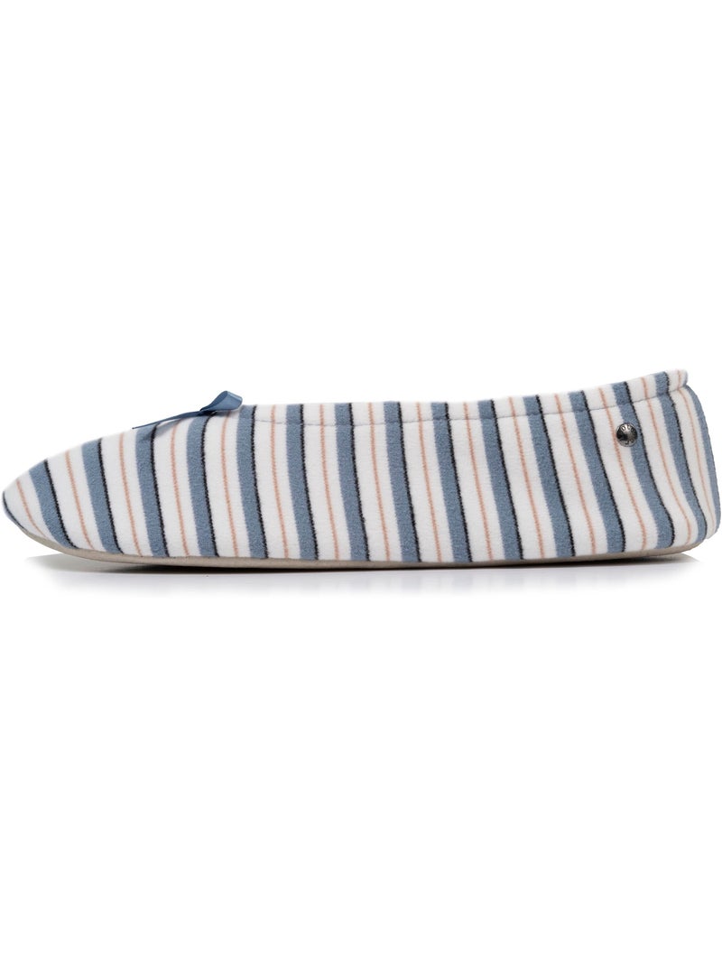 Zapatillas bailarinas ultra-confortable, suela de cuero, mujer isotoner Blanco Azul - Kiabi