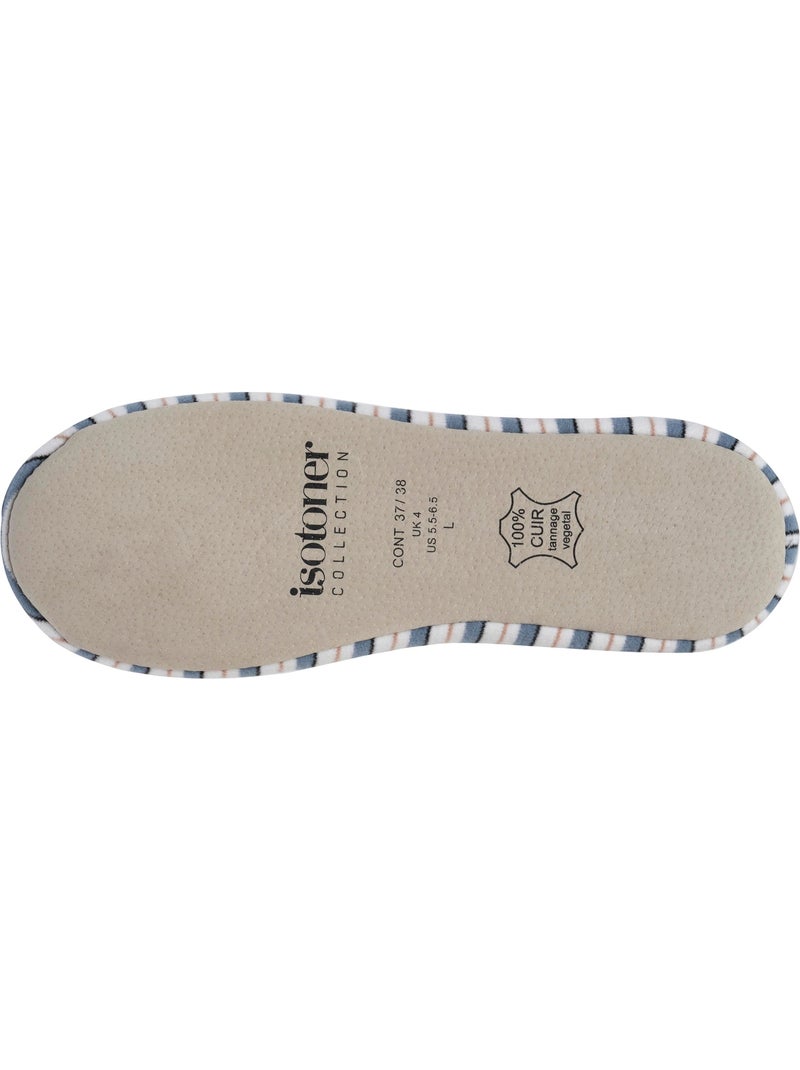 Zapatillas bailarinas ultra-confortable, suela de cuero, mujer isotoner Blanco Azul - Kiabi