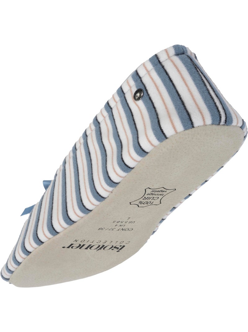 Zapatillas bailarinas ultra-confortable, suela de cuero, mujer isotoner Blanco Azul - Kiabi