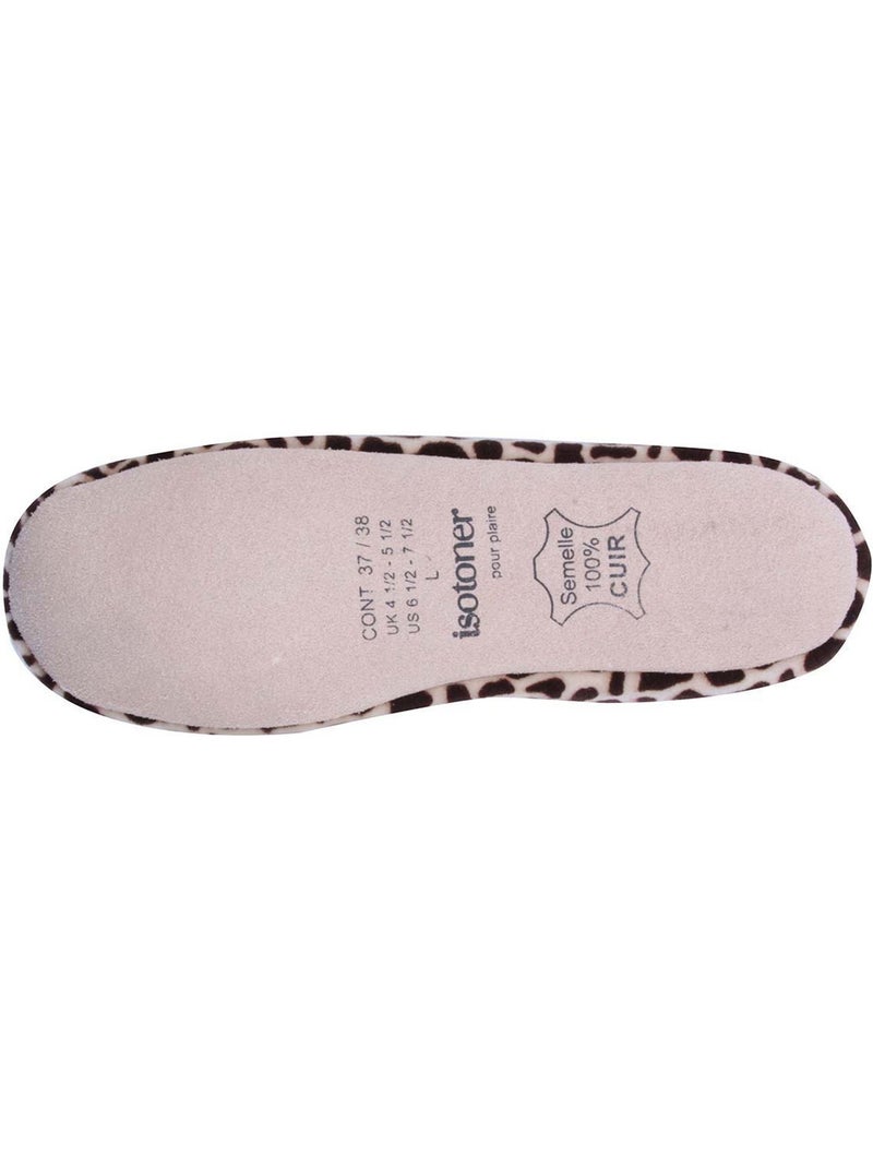 Zapatillas bailarinas ultra-confortable, suela de cuero, mujer isotoner Blanco Marrón Blanco - Kiabi