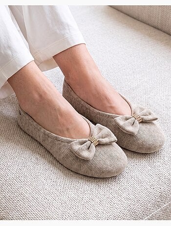 Zapatillas bailarinas suela ultraconfortable de cuero/curtido mujer isotoner