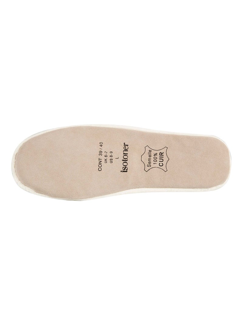 Zapatillas bailarinas ultra-confortable, suela de cuero, mujer isotoner Marfil - Kiabi