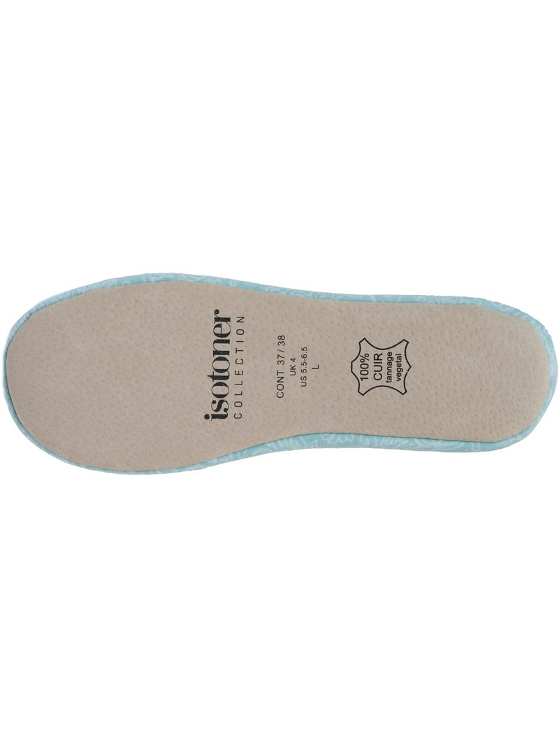 Zapatillas bailarinas ultra-confortable, suela de cuero, mujer isotoner Verde agua - Kiabi