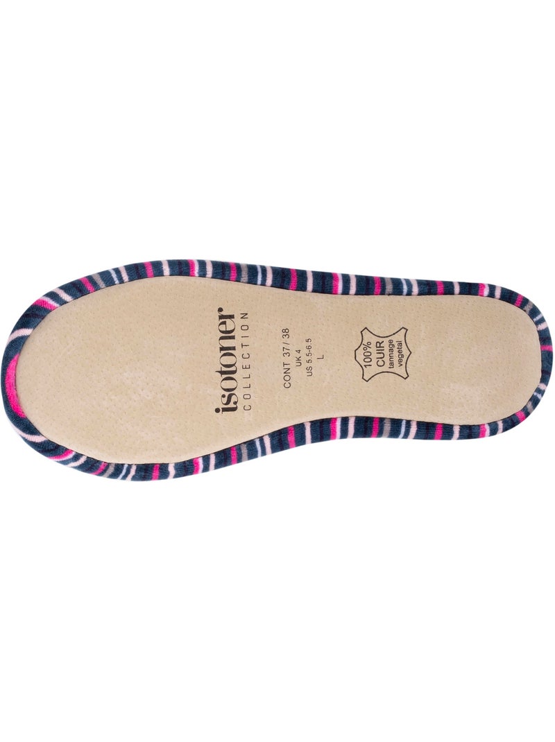 Zapatillas bailarinas ultracómoda, de Algodón orgánico y suela mujer Isotoner Blanco Multicolor Azul - Kiabi