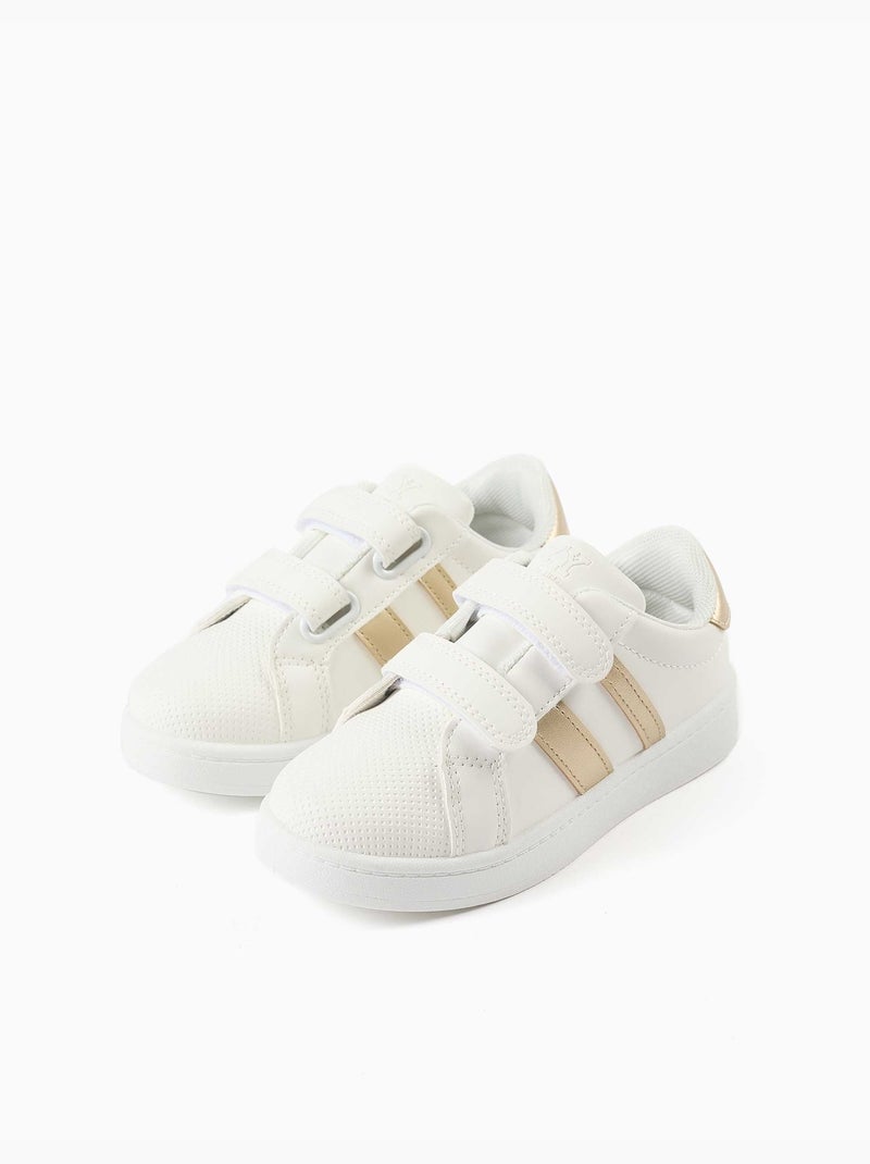 Zapatillas bajas a rayas con tiras autoadherentes Dorado/Oro - Kiabi