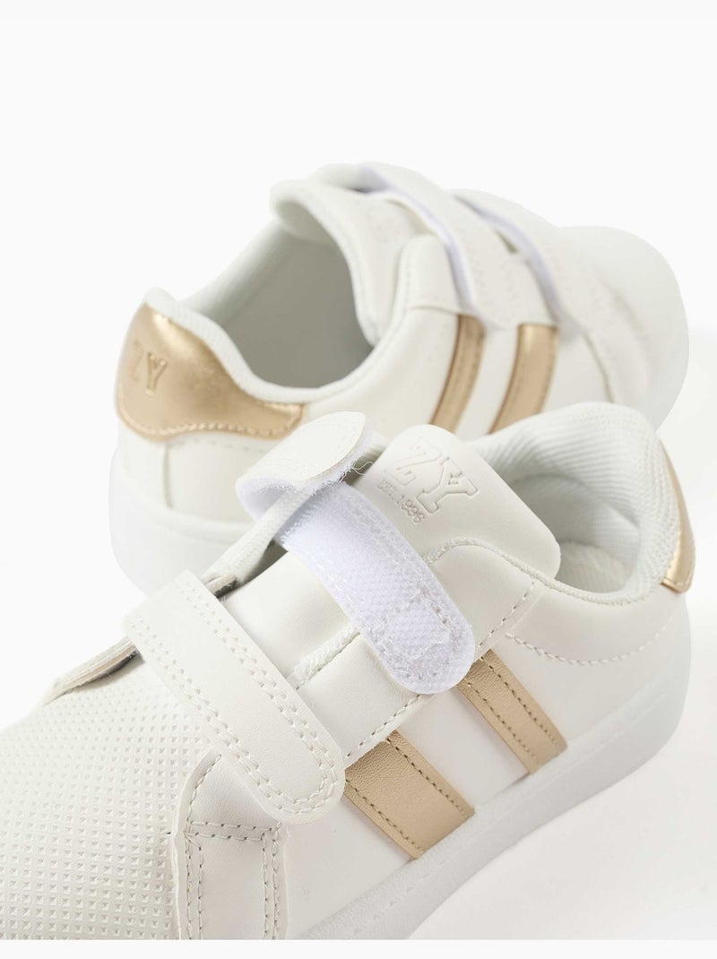 Zapatillas bajas a rayas con tiras autoadherentes Dorado/Oro - Kiabi